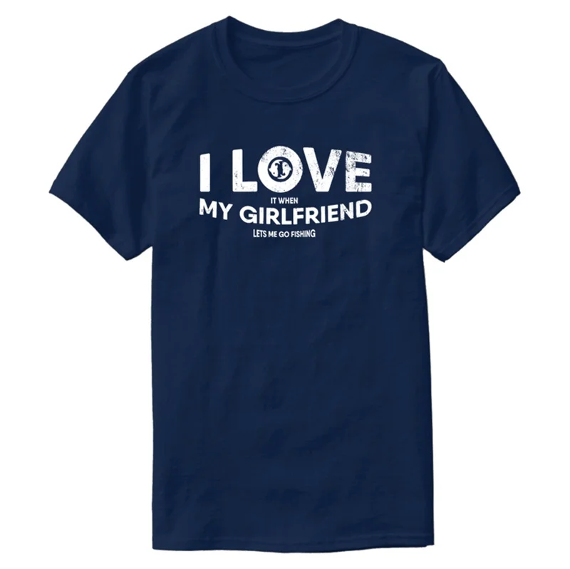 Пользовательские мужские s I Love It When My Girlfriend Lets Me Go Мужская футболка Черная для