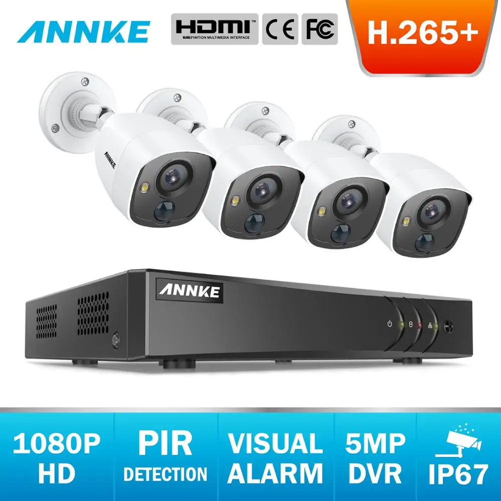 Камера видеонаблюдения ANNKE 8 каналов 5 Мп в 1 HD 4 шт. | Безопасность и защита