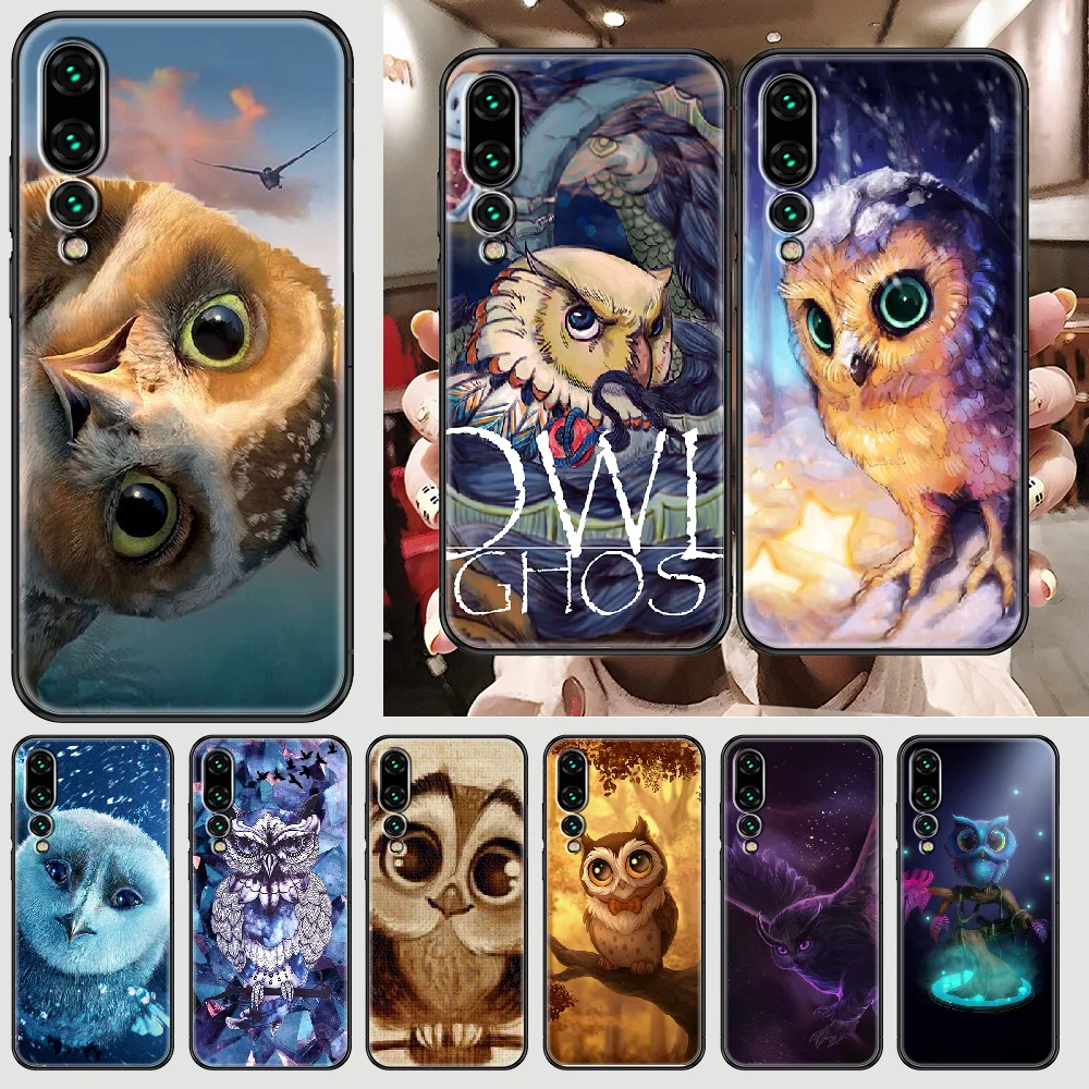 Cartoon cute Owl Phone case For Huawei P Mate P10 P20 P30 P40 10 20 Smart Z Pro Lite 2019 black soft shell silicone Etui 3D | Мобильные