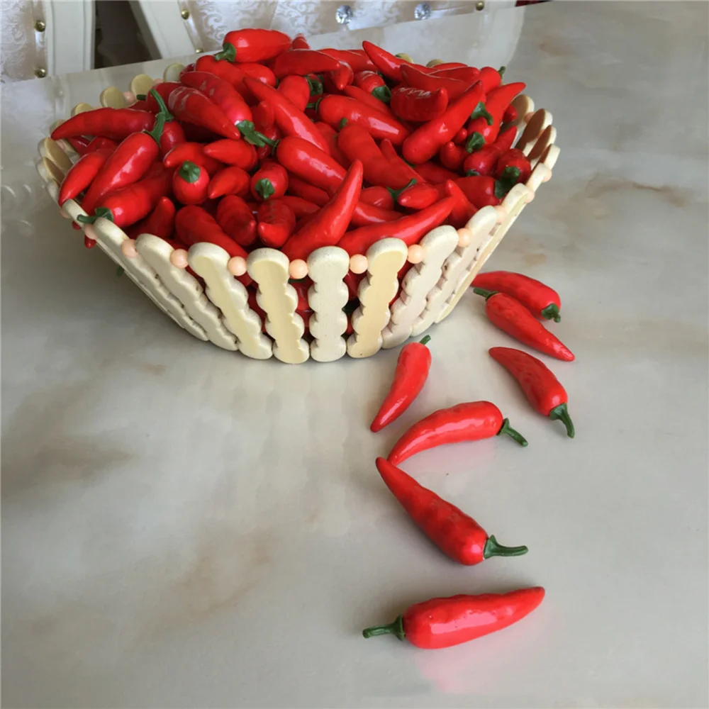 

50pcs Simulation Artificial Lifelike Chili Fake Pepper Vegetable Mini Fake Vegetable for Home Kitchen Decoration