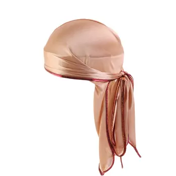 

Colorful Sparkly Durags Turban Unisex Headband Hair Cover Caps Shiny Silky Head Scarf Solid Color Long Tail Laser Hat Headdress