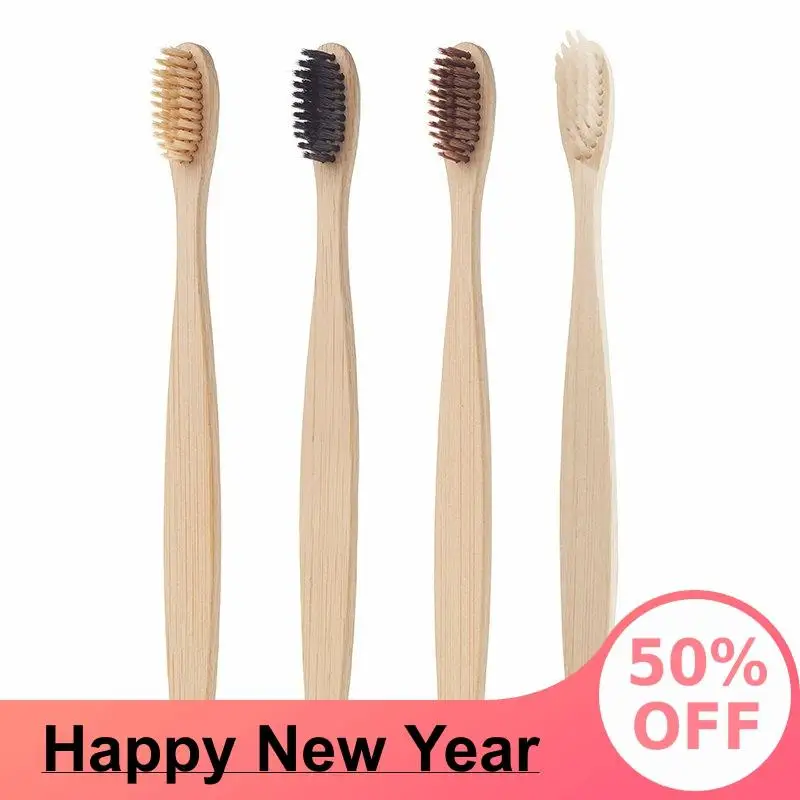 

HIAISB Bamboo Toothbrush Hotel Travel Tooth Brush Soft Natural Bamboo Environmental Teeth Brush