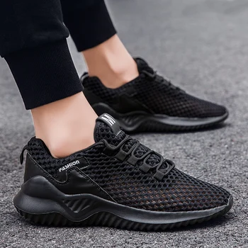 

Plus Size 39-46 Summer Casual Sneaker Shoes for Men Fashion Breathable Mesh Lace Up Men Flats Sneakers Jogging Sport Men Shoes