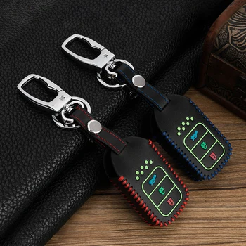 

Genuine Leather 4 Buttons Smart Key Fob Case Cover for Honda Civic Accord Pilot CRV 2015 2016 2017 2018 Car Keyless