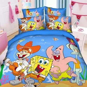 

Kids Cute SpongeBob Duvet Cover Set Boy Girls Cartoon Patrick Star Student Dormitory Bedding Set Single 2pcs Twin/Full 3pcs Gift
