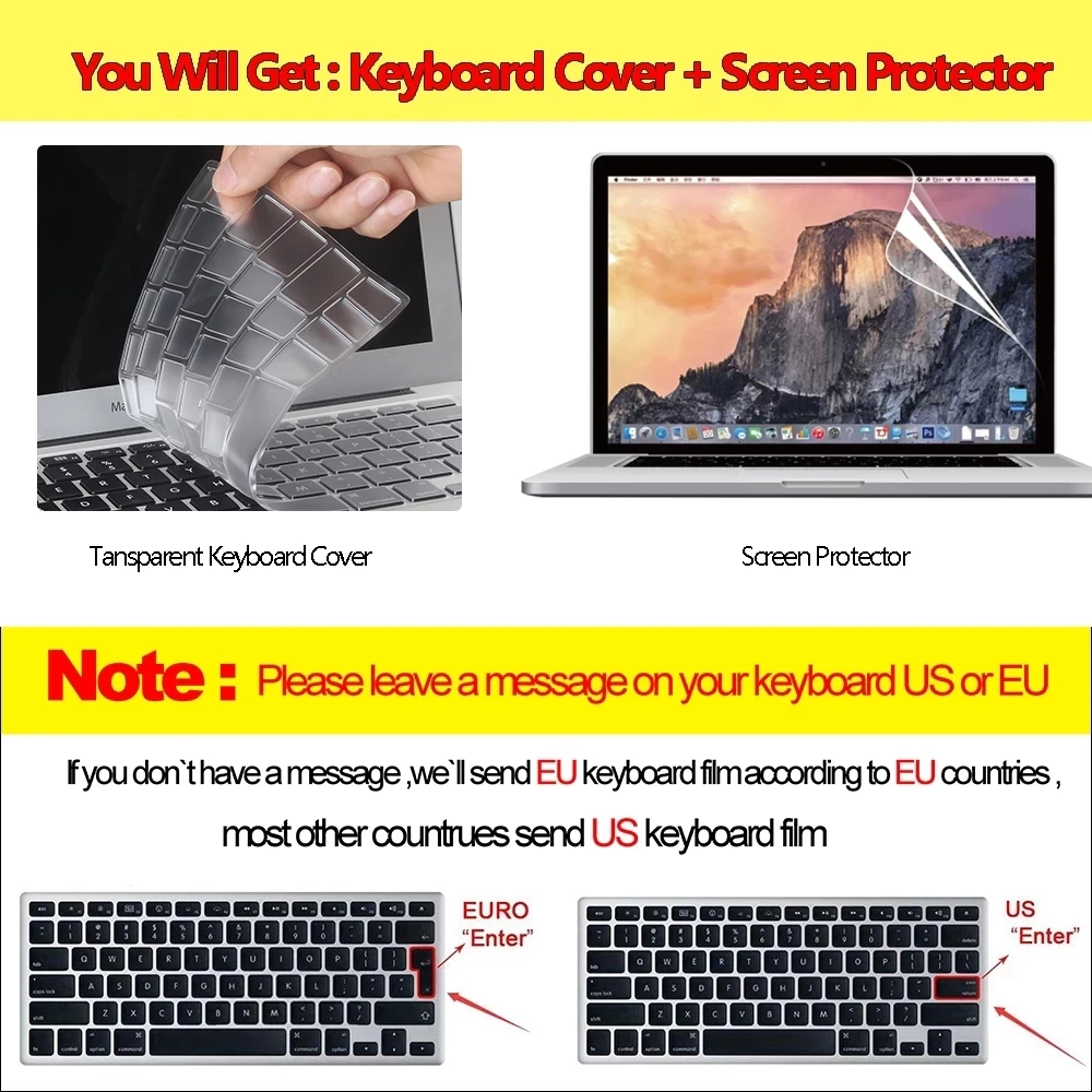 Laptop Case For Macbook Air 13 A2337 A2179 2020 A2338 M1 Chip 14 A2442 funda New Touch Bar for Pro 16 A2141 A2485 Keyboard Cover