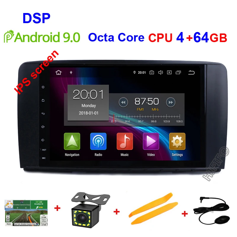 Ips 2 Din Авто Радио Android 9,0 для Mercedes/Benz/AMG R Class W251 R300 R350 R63 Автомобильный мультимедийный видео dvd-плеер gps DVR FM - Цвет: 4G RAM 64G ROM DSP