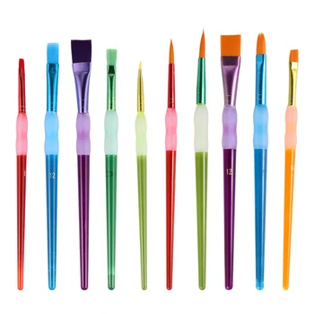 

10pcs in 2 Sets Colorful Nylon Drawing Brushes Practical Oil Painting Gouache Paint Watercolor Brush Set (Assorted Color)