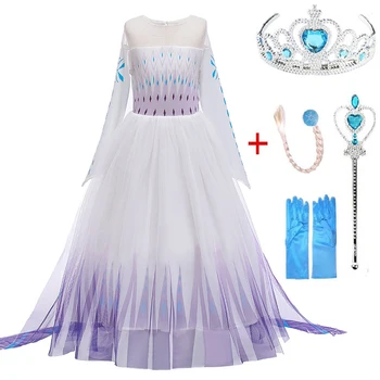 

New Princess Ice Movie 2 Elsa Cosplay Prom Evening Dress Queen Girl Dress Anna Elsa 2 Cosplay Costume Kids Dress