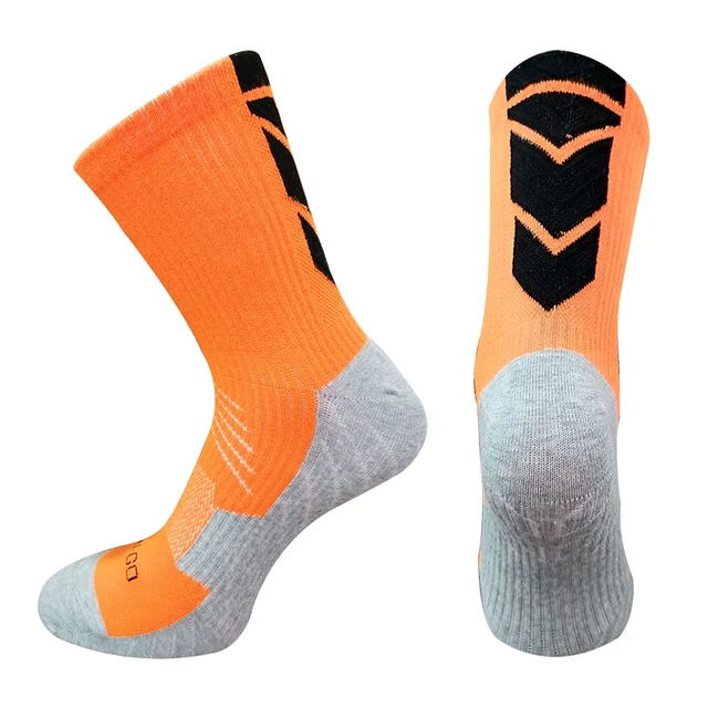 New Sports Anti Slip Soccer Socks Cotton Football Men Socks Women Baseball Rugby Socks Orange