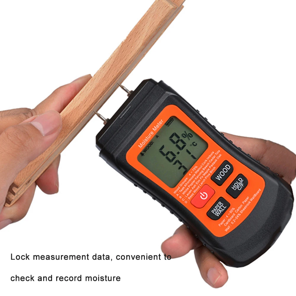 Two Pins Timber Damp Moisture Meter Detector 3 Mode Digital Wood
