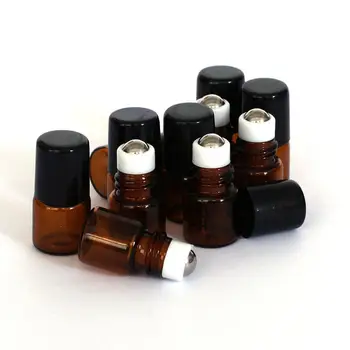 

10 Pcs 1ml Empty Brown Glass Bottle Roller Ball Essential Oil Liquid Container Travel Perfumes Lip Balms Roll On Bottles