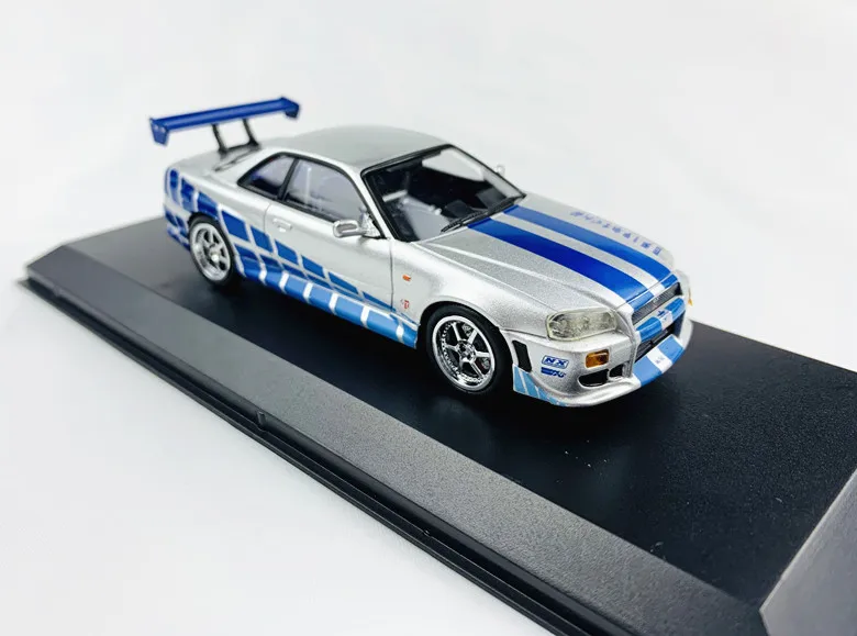 Зеленый светильник 1:43 BRIAN'S 1999 NISSAN SKYLINE GT-R бутик сплава игрушки для детей Детские игрушки модель оригинальная коробка