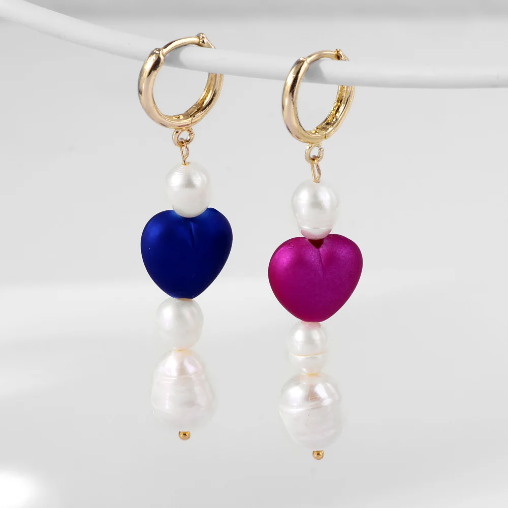 

Bohemia Simulated Pearl Shell Heart Earring for Women Trendy Statement Long Dangle Drop Earring Female Ear Jewelry Brinco