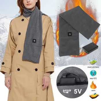 

3 Gear Ajustable Electric Heating Scarf Winter Warm Fashion Fleece Shawl Heating Winter Blanket for Home Office with Battery Box