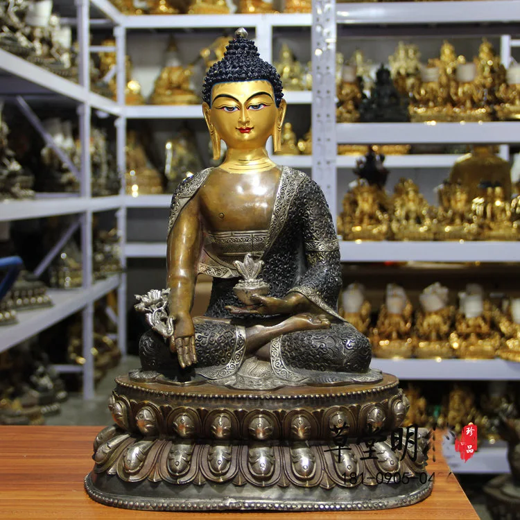 Medizin Buddha-Statue SILBER Schöne kleine tibet 