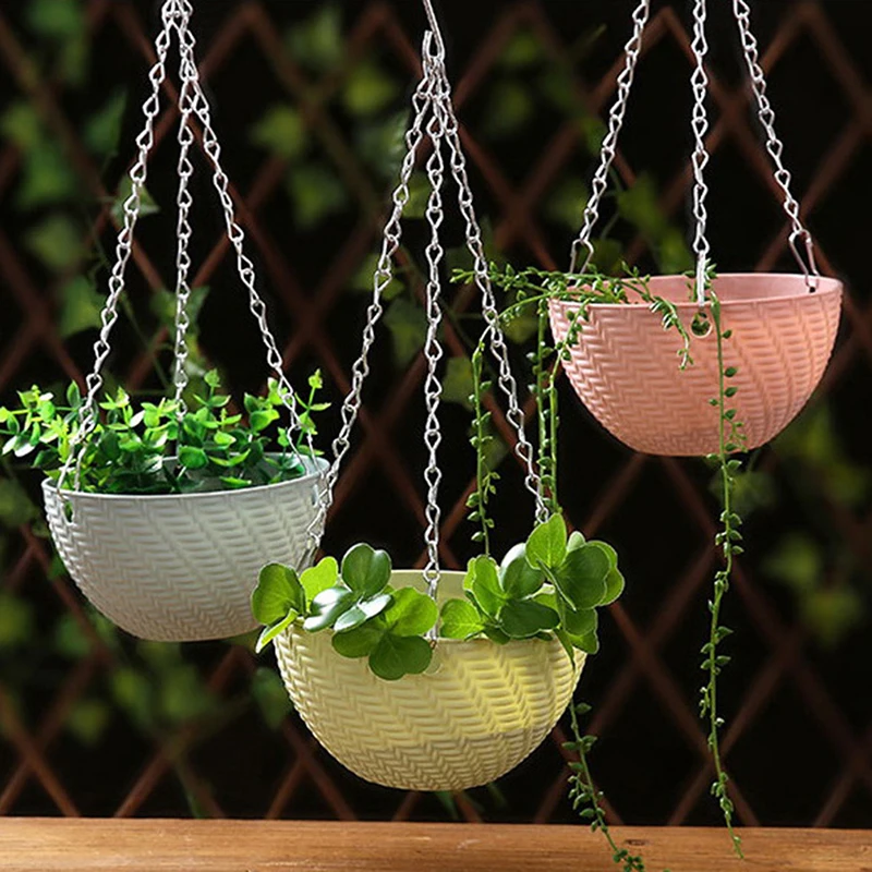 Mini Flower Pot Colored Hanging Plant Pot Garden Fence Planter Basket Decor 