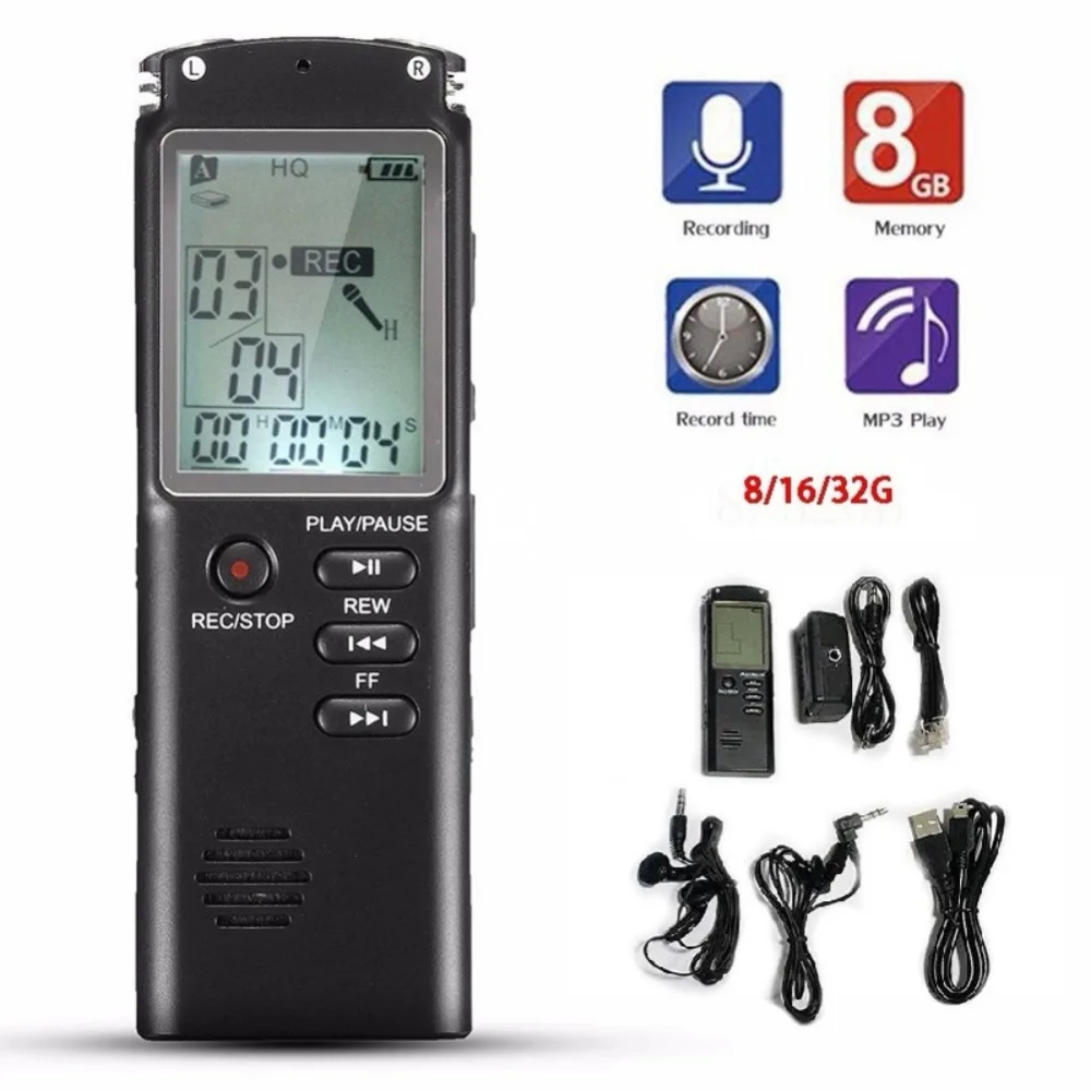  Digital Audio Voice Recorder 8/16/32GB Voice Recorder USB Professional With VAR/VOR Built-in Microp