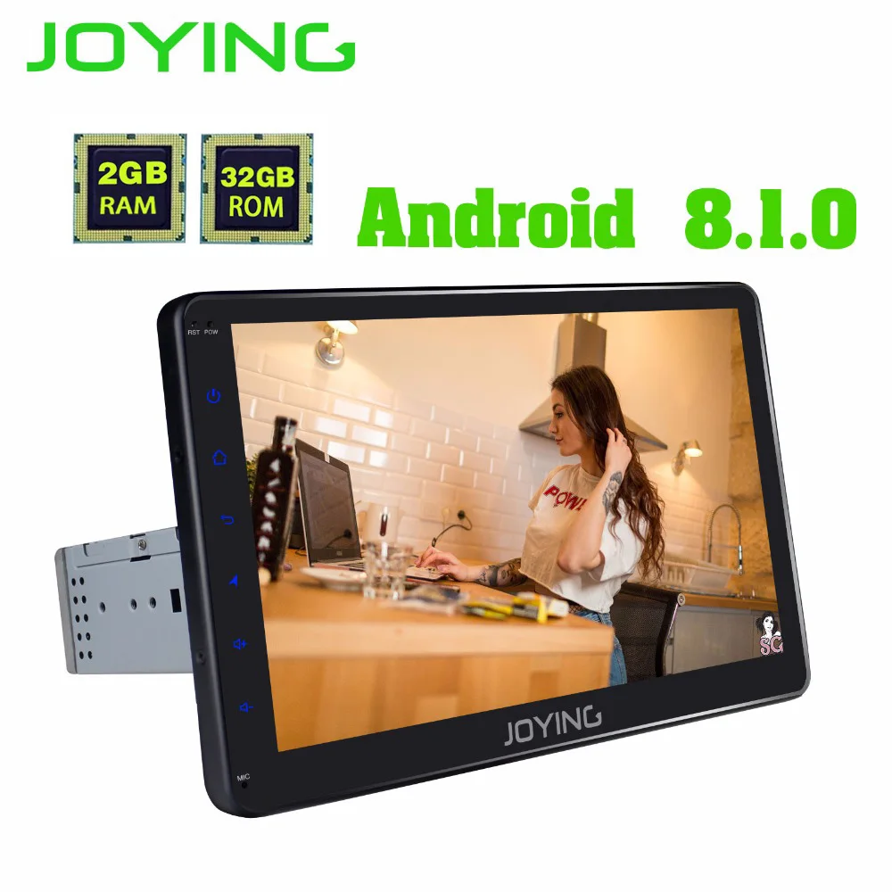 Top JOYING android 8.1 car gps navigation radio video stereo 2G universal 1din 10" 8 core 1280*720 multimedia player NO DVD with DSP 1