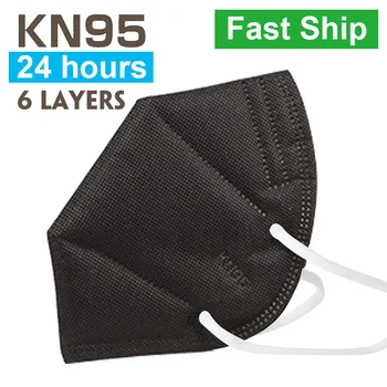 

6 Layers FFP2 Kn95 Black Mascarillas Filtering Facial Face Masks Dustproof Mask ffp2 ce certificate mascarilla ffp2 reutilizable
