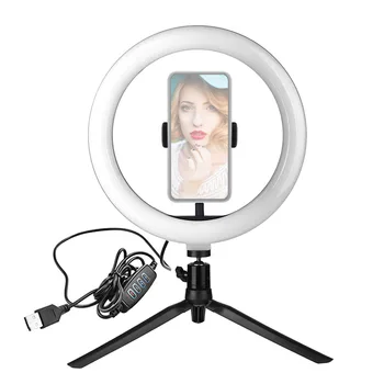 

10 Inch LED Ring Light Beauty Fill-in Light Dimmable 3 Lighting Modes 3000K-6500K USB Powered for Live Selfie Makeup Photography
