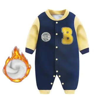 

Baby jumpsuit thick warm spring and autumn clothing newborn climbing clothing, baby plus fleece hayi winter baby clothing