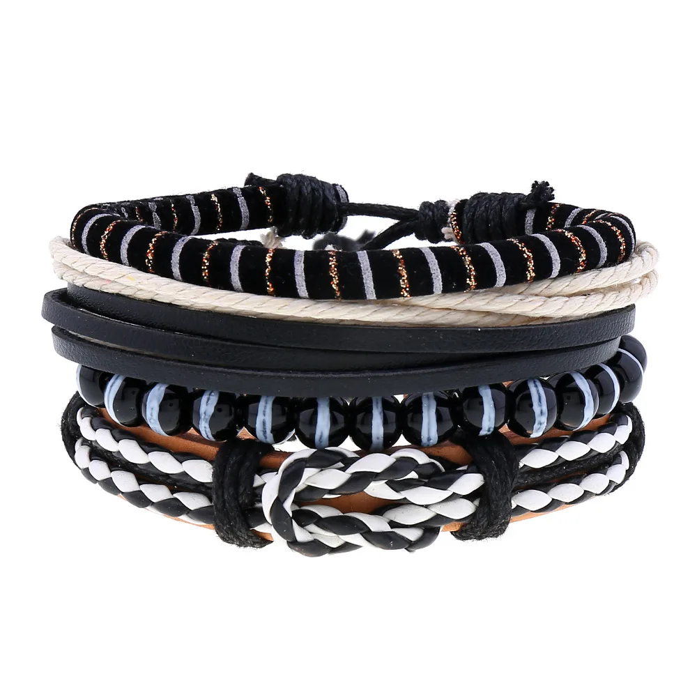 

Wholesale! New! 4pcs / set of 8 Lucky Musical Charms for Women Men Leather Bracelet Men Gift