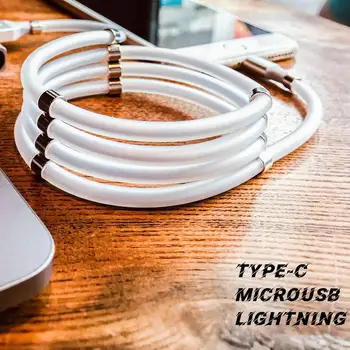 

WiSHELLO Magic Rope absorption Data Cable for Android Type C Micro USB Magnetic USB Charger Self Winding Fast Charging Cable