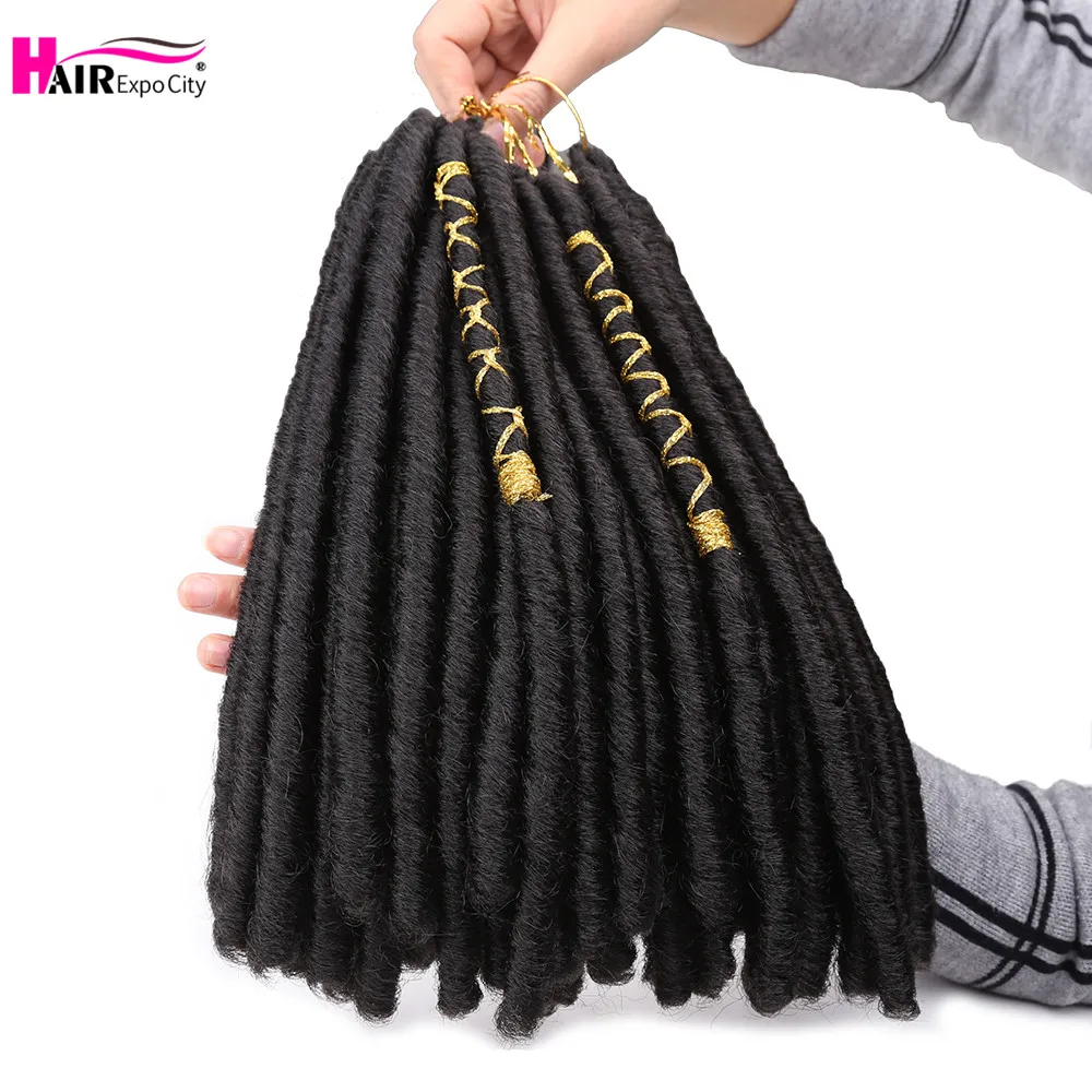 12" Soft Dreadlocks Crochet Braids Hair Goddess Faux Locs With Color Line Synthetic Braiding Hair Extensions Hair Expo City