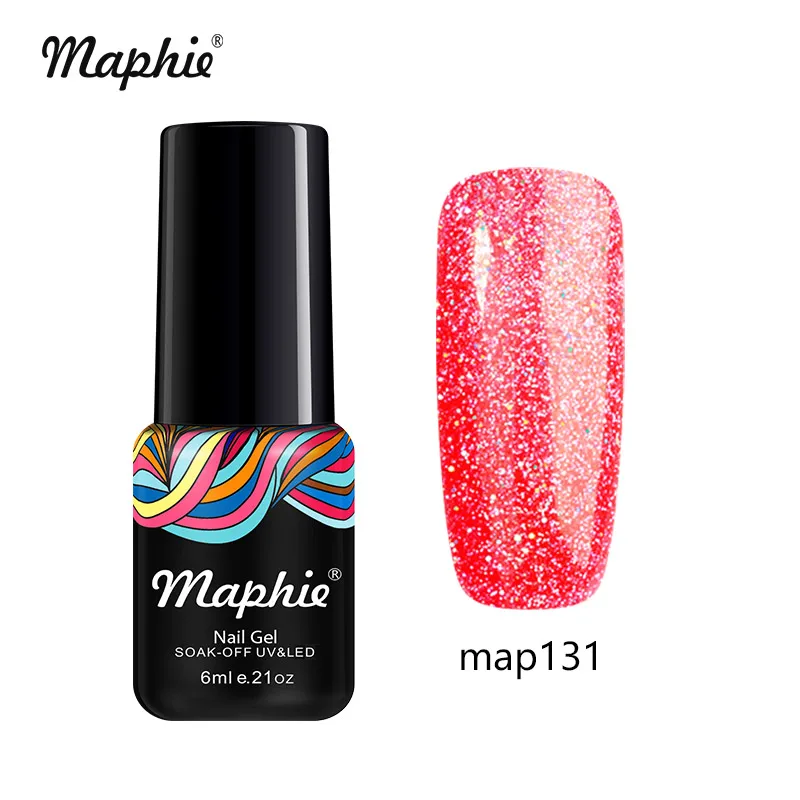 Maphie бриллиантовый блеск с ультрафиолетовым свечением Гель-лак для ногтей цветной яркий декор с блестками Led лак для ногтей серебряный цвет Led гель Гибридный лак - Цвет: 131