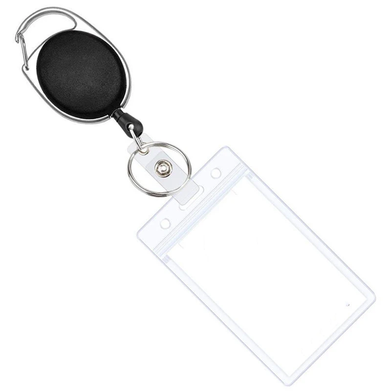 Portatarjetas Vertical de plástico con cordón, soporte retráctil para llaves, 1 Uds.