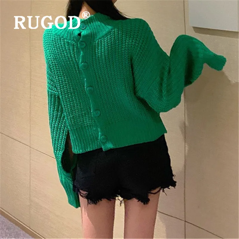 RUGOD однотонный короткий свитер, кардиганы для женщин, водолазка, однобортное вязаное пальто, новинка, весенний Модный женский свитер