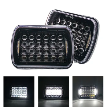 

5x7" H4 LED Projector Square Headlight With White DRL For Jeep Wrangler YJ Cherokee XJ Comanche MJ 7*6 Inch Rectangular Headlamp