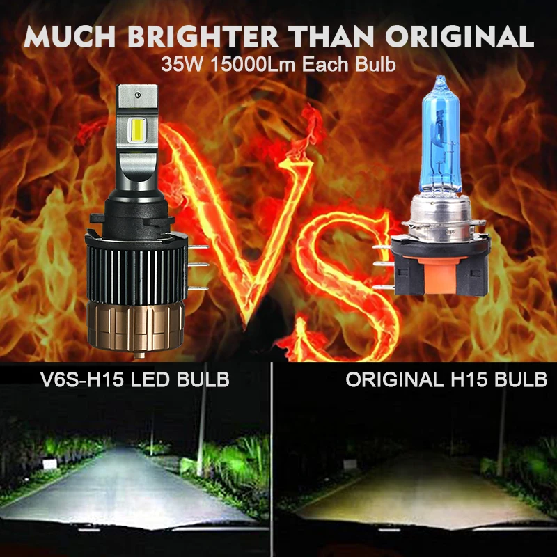 CNSUNNYLIGHT H15 Canbus Автомобильный светодиодный фонарь для фар 15000Lm 5700K High и DRLs Lights Plug Play