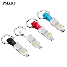 3 в 1 Мини Магнитный брелок USB кабель для iPhone X samsung Micro USB для Xiaomi/type C/8pin Android телефон Быстрая зарядка кабель