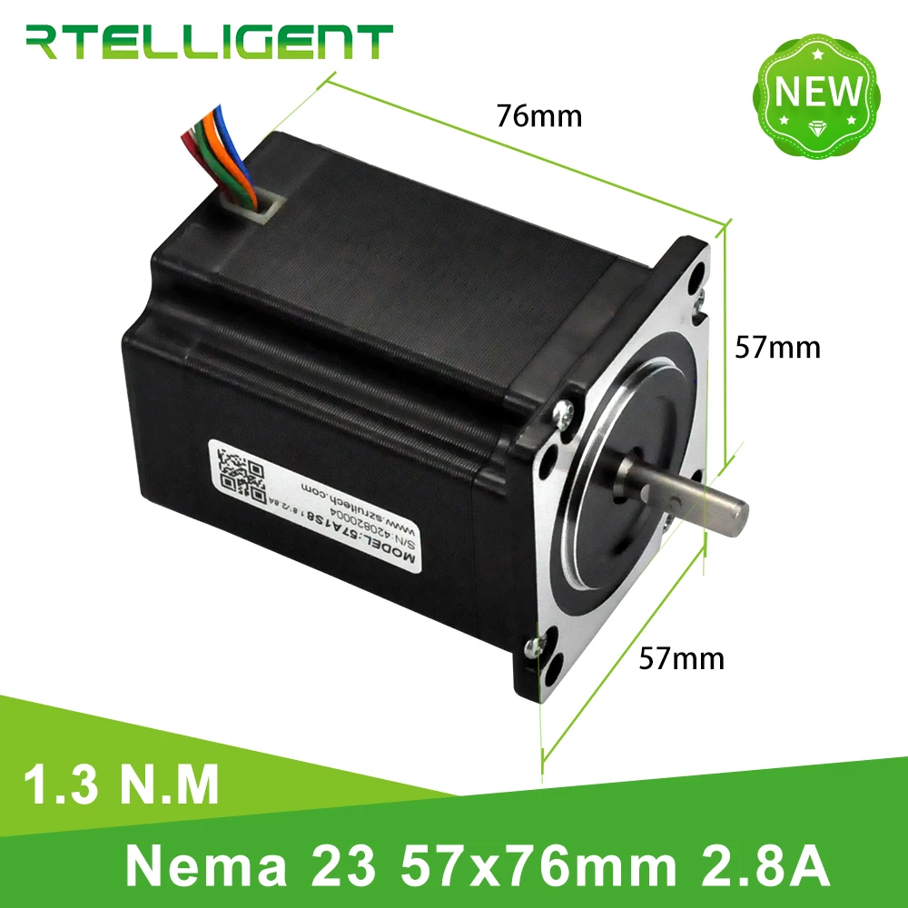 Шаговый двигатель Rtelligent Nema 23 13 кг. см 6 35 А диаметр вала мм 8 4 провода проводов шаговый Nema23 для станка с