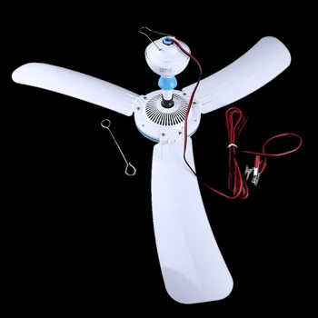 

3 Blades Silent DC 12V Ceiling Fan with 4.5m Cable 36â€ 41â€ Hanging Camping Tent Fan for Home Outdoor Bedroom Living Room