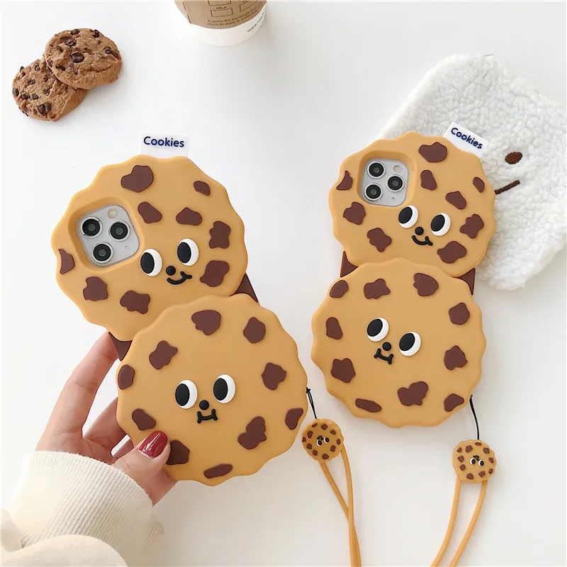 

Funny Cookies Silicone Phone Case For iphone 11 Pro Max XR XS Max 7 8 6 6s plus Cover Fashion 3D Cute Cartoon Soft Back Cases