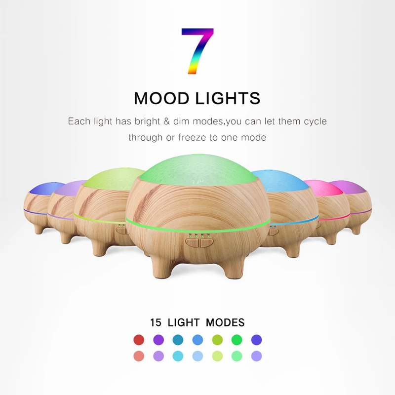 

New Hot 300Ml Aroma Essential Oil Diffuser Bluetooth Music Speaker Ultrasonic Air Humidifier With 15 Color Led Lights Us Plug