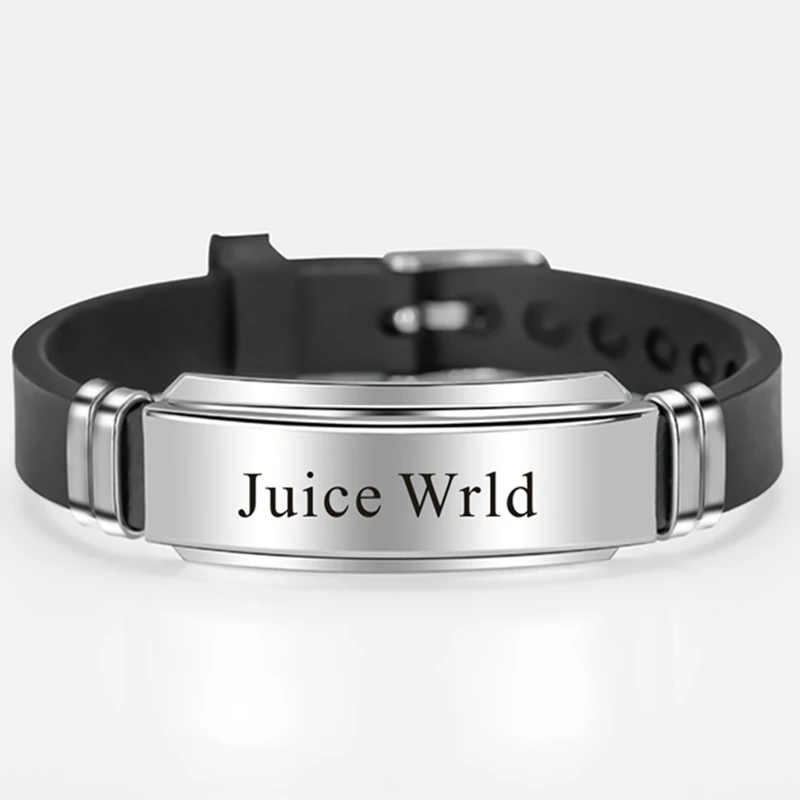 Emo Rap Juice Wrld Bracelets Bangles Hiphop Rer Black Silver Emo Rap Juice Wrld Bracelets Bangles