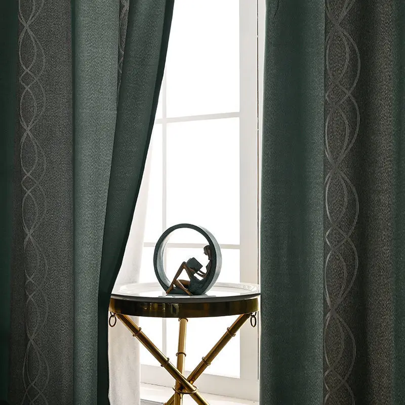Modern Green Striped Blackout Curtains 5