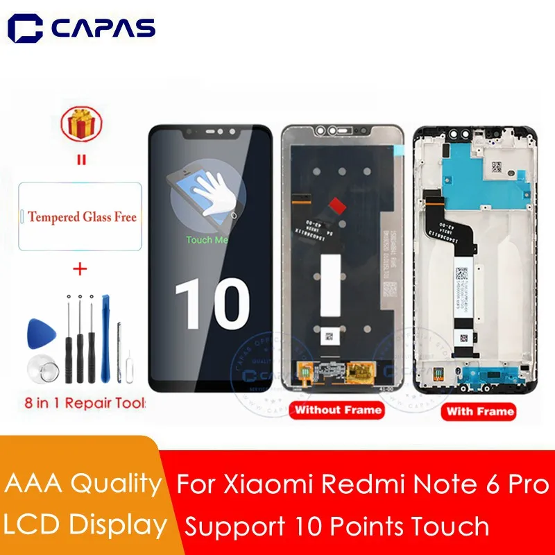 

For Xiaomi Redmi Note 6 Pro Display+Frame 10 Touch Screen AAA Quality Display for Redmi Note 6 Pro LCD Replacement Repair Parts