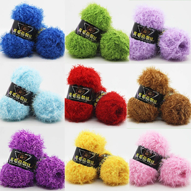 50g Velvet Knitting Wool Yarn Soft Multicolor Long-haired Crochet Coral Cashmere Yarn for Hand Knitting Winter Scarf Accessories felting wool fibre