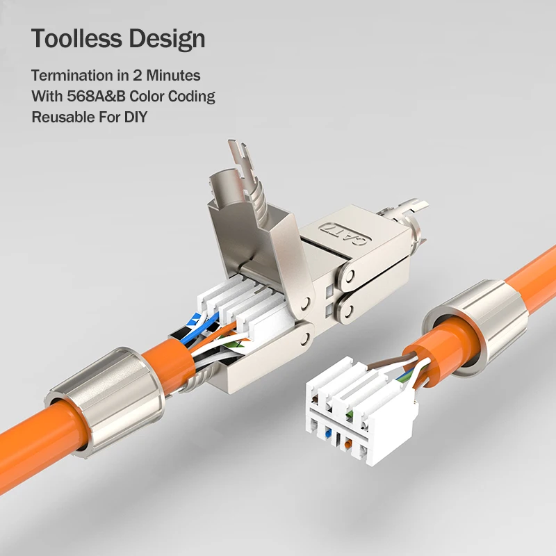 Linkwylan Cat6a Cat7 Extensor de Cabo Caixa de Conexão do Adaptador de Junção Rj45 Conector de Extensão de Cabo Lan Blindado Completo Toolless - Imagem 2