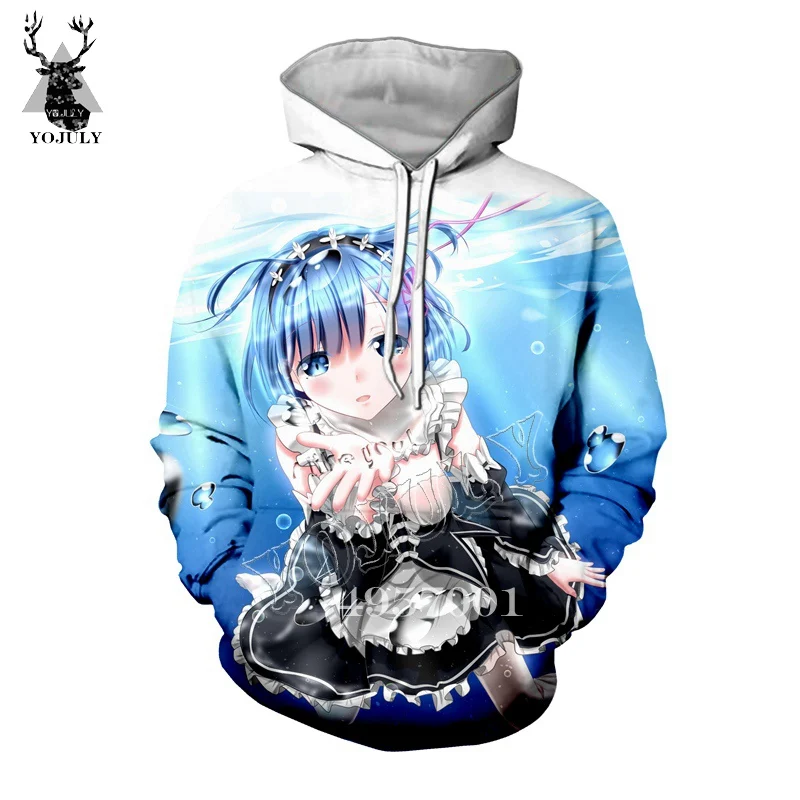 8 YOJULY аниме 3D печать Re: zero Твин горничной рам и рем 3D печать Harajuku толстовка с капюшоном унисекс модный Женский Повседневный пуловер, свитер Y398 - Цвет: 8