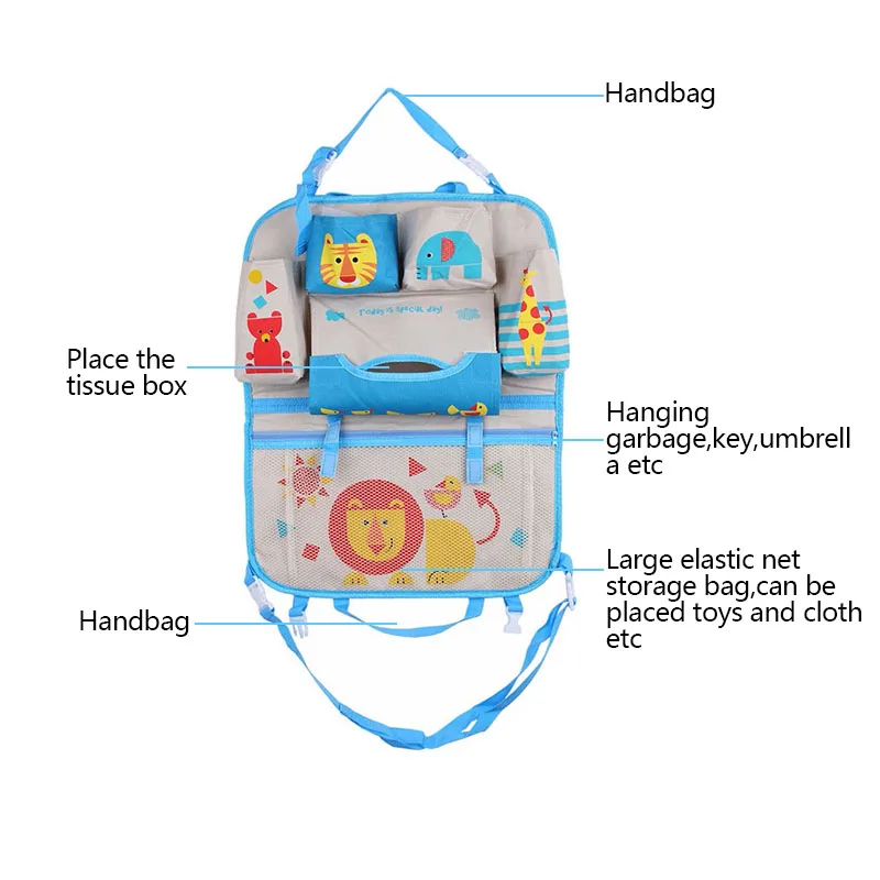 Мультяшная милая сумка для хранения на заднем сиденье автомобиля, органайзер для хранения вещей, аксессуары для салона автомобиля