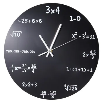 

Home Quartz Art Blackboard 3D Decorative Wall Clock Modern Hanging Round Mathematics Living Room