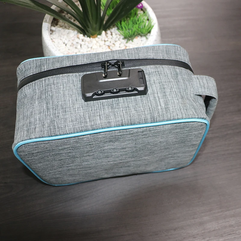

1pc Carbon Fiber Bag Set 22x14x11.5cm Outdoor Travel Smell Proof Bags Password Lock English Manual Bags