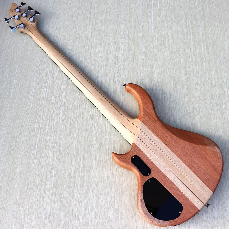 5 струнная безбортовая с грифом для шеи, электрическая бас-гитара hickory wood top, активная бас-гитара с бесплатной басовой гитарной сумкой