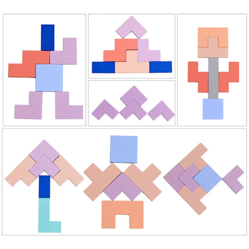 Детские русские строительные Пазлы Tangram Jigsaw Board деревянные детские развивающие деревянные игрушки